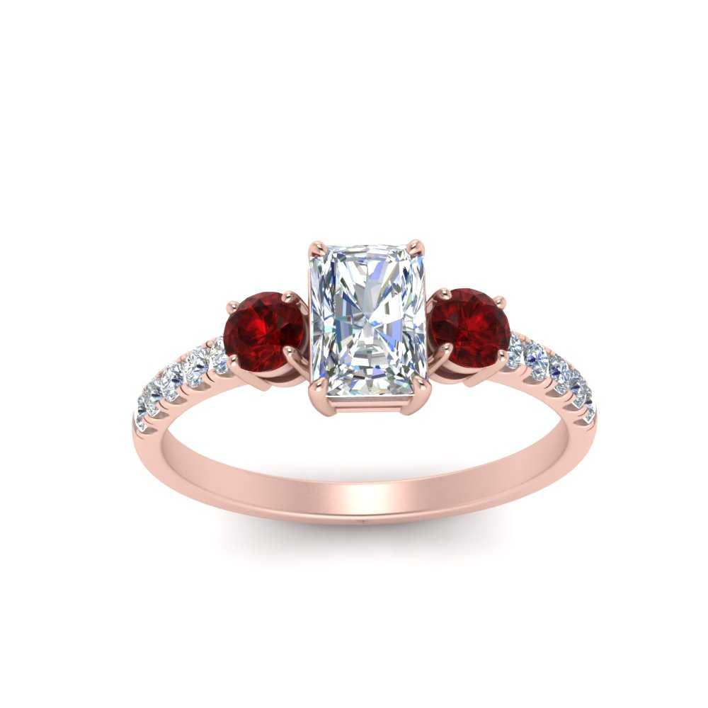 petite-micropave-radiant-cut-three-stone-diamond-engagement-ring-with-ruby-in-rose-gold-FD9383RARGRUDR-NL-RG
