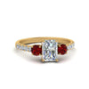 Load image into Gallery viewer, petite-micropave-radiant-cut-three-stone-diamond-engagement-ring-with-ruby-in-yellow-gold-FD9383RARGRUDR-NL-YG