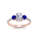 Load image into Gallery viewer, petite-micropave-radiant-cut-three-stone-diamond-engagement-ring-with-sapphire-in-rose-gold-FD9383RARGSABL-NL-RG
