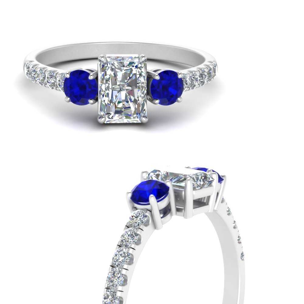 petite-micropave-radiant-cut-three-stone-diamond-engagement-ring-with-sapphire-in-white-gold-FD9383RARGSABL-NL-WG