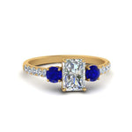 Load image into Gallery viewer, petite-micropave-radiant-cut-three-stone-diamond-engagement-ring-with-sapphire-in-yellow-gold-FD9383RARGSABL-NL-YG
