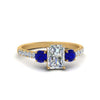 Load image into Gallery viewer, petite-micropave-radiant-cut-three-stone-diamond-engagement-ring-with-sapphire-in-yellow-gold-FD9383RARGSABL-NL-YG