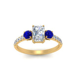 Load image into Gallery viewer, petite-micropave-radiant-cut-three-stone-diamond-engagement-ring-with-sapphire-in-yellow-gold-FD9383RARGSABL-NL-YG
