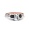 Load image into Gallery viewer, petite-micropave-radiant-cut-three-stone-engagement-ring-with-black-diamond-in-rose-gold-FD9383RARGBLACK-NL-RG