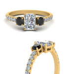 Load image into Gallery viewer, petite-micropave-radiant-cut-three-stone-engagement-ring-with-black-diamond-in-yellow-gold-FD9383RARGBLACK-NL-YG
