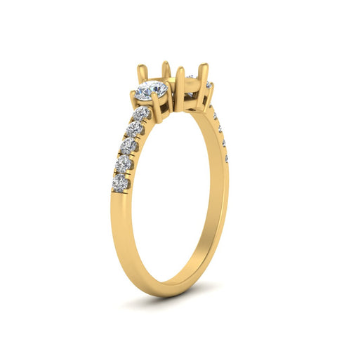 Semi Mount Petite Micropave Three Stone Ring
