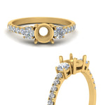 Load image into Gallery viewer, petite-micropave-semi-mount-three-stone-diamond-ring-in-yellow-gold-FD9383SMR-NL-YG
