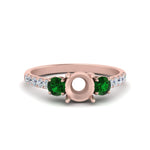 Load image into Gallery viewer, petite-micropave-semi-mount-three-stone-diamond-ring-with-emerald-in-rose-gold-FD9383SMRGEMGR-NL-RG
