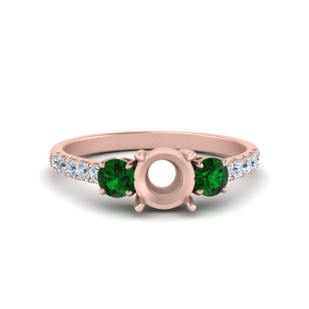 petite-micropave-semi-mount-three-stone-diamond-ring-with-emerald-in-rose-gold-FD9383SMRGEMGR-NL-RG