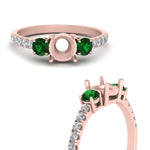 Load image into Gallery viewer, petite-micropave-semi-mount-three-stone-diamond-ring-with-emerald-in-rose-gold-FD9383SMRGEMGR-NL-RG
