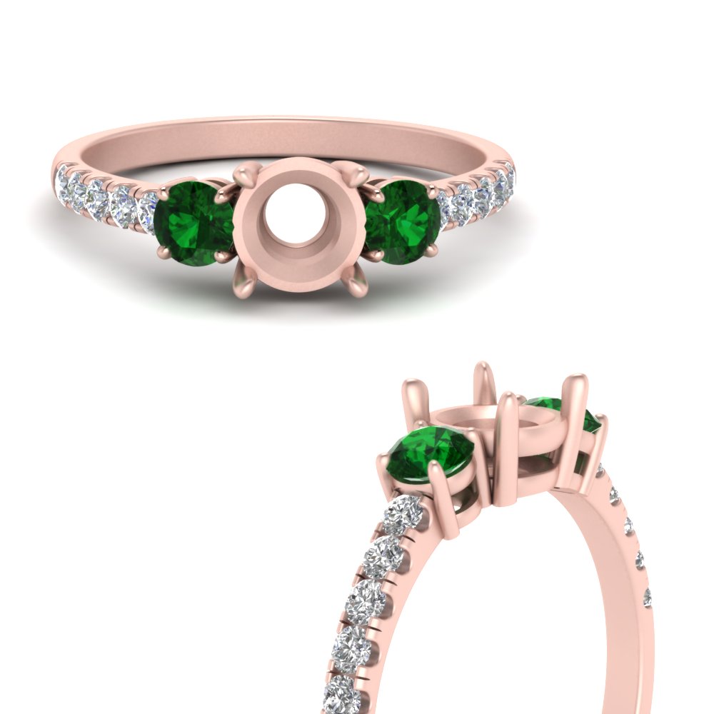 petite-micropave-semi-mount-three-stone-diamond-ring-with-emerald-in-rose-gold-FD9383SMRGEMGR-NL-RG