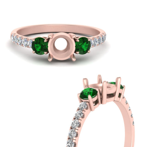 petite-micropave-semi-mount-three-stone-diamond-ring-with-emerald-in-rose-gold-FD9383SMRGEMGR-NL-RG