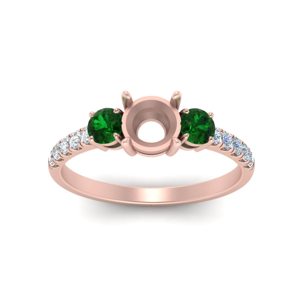 petite-micropave-semi-mount-three-stone-diamond-ring-with-emerald-in-rose-gold-FD9383SMRGEMGR-NL-RG