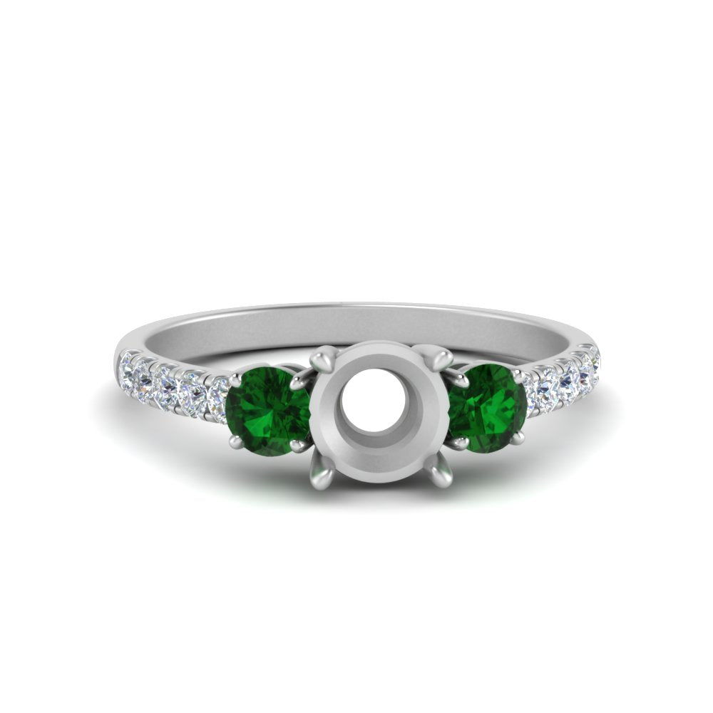 petite-micropave-semi-mount-three-stone-diamond-ring-with-emerald-in-white-gold-FD9383SMRGEMGR-NL-WG