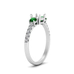 Load image into Gallery viewer, petite-micropave-semi-mount-three-stone-diamond-ring-with-emerald-in-white-gold-FD9383SMRGEMGR-NL-WG
