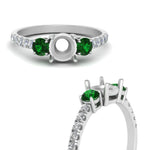 Load image into Gallery viewer, petite-micropave-semi-mount-three-stone-diamond-ring-with-emerald-in-white-gold-FD9383SMRGEMGR-NL-WG
