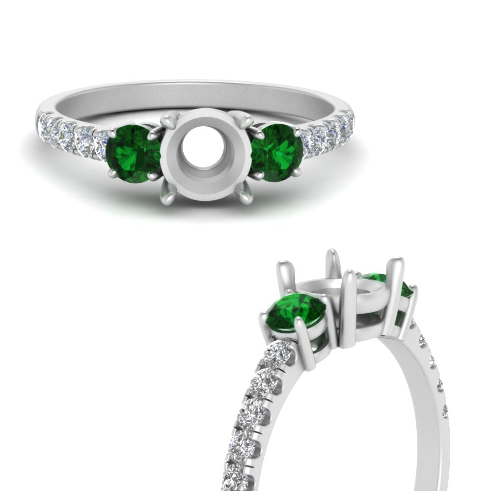 petite-micropave-semi-mount-three-stone-diamond-ring-with-emerald-in-white-gold-FD9383SMRGEMGR-NL-WG