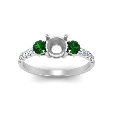 petite-micropave-semi-mount-three-stone-diamond-ring-with-emerald-in-white-gold-FD9383SMRGEMGR-NL-WG
