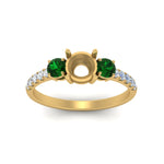 Load image into Gallery viewer, petite-micropave-semi-mount-three-stone-diamond-ring-with-emerald-in-yellow-gold-FD9383SMRGEMGR-NL-YG
