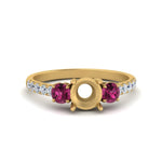 Load image into Gallery viewer, petite-micropave-semi-mount-three-stone-diamond-ring-with-pink-sapphire-in-yellow-gold-FD9383SMRGSADRPI-NL-YG
