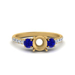 Load image into Gallery viewer, petite-micropave-semi-mount-three-stone-diamond-ring-with-sapphire-in-yellow-gold-FD9383SMRGSABL-NL-YG
