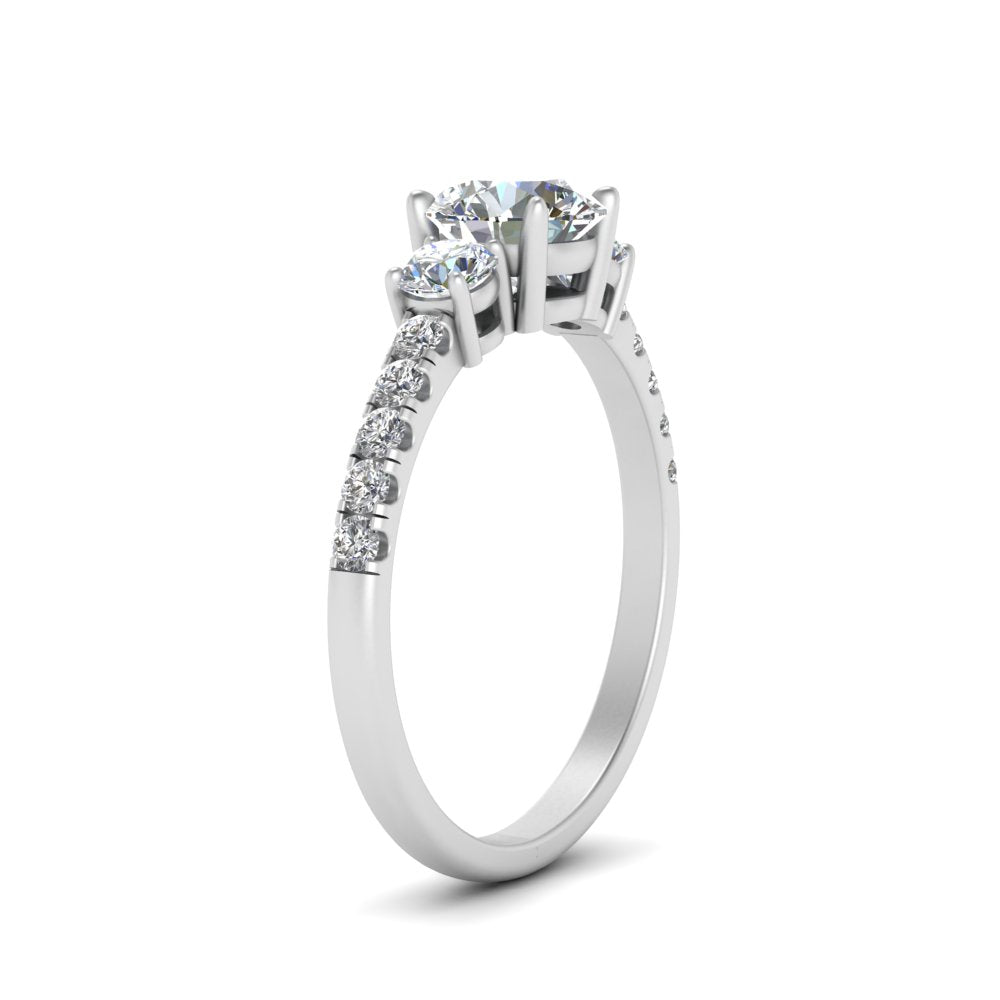 Petite Micropave Three Stone Round Diamond Ring
