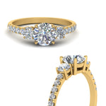 Load image into Gallery viewer, petite-micropave-three-stone-diamond-ring-in-yellow-gold-FD9383ROR-NL-YG
