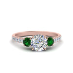 Load image into Gallery viewer, petite-micropave-three-stone-diamond-ring-with-emerald-in-rose-gold-FD9383RORGEMGR-NL-RG
