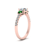 Load image into Gallery viewer, petite-micropave-three-stone-diamond-ring-with-emerald-in-rose-gold-FD9383RORGEMGR-NL-RG
