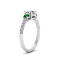 Thumbnail 6 - petite-micropave-three-stone-diamond-ring-with-emerald-in-white-gold-FD9383RORGEMGR-NL-WG