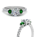 Load image into Gallery viewer, petite-micropave-three-stone-diamond-ring-with-emerald-in-white-gold-FD9383RORGEMGR-NL-WG
