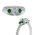 Thumbnail 4 - petite-micropave-three-stone-diamond-ring-with-emerald-in-white-gold-FD9383RORGEMGR-NL-WG