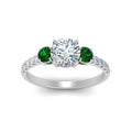 Thumbnail 5 - petite-micropave-three-stone-diamond-ring-with-emerald-in-white-gold-FD9383RORGEMGR-NL-WG