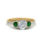 Load image into Gallery viewer, petite-micropave-three-stone-diamond-ring-with-emerald-in-yellow-gold-FD9383RORGEMGR-NL-YG
