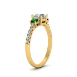Load image into Gallery viewer, petite-micropave-three-stone-diamond-ring-with-emerald-in-yellow-gold-FD9383RORGEMGR-NL-YG
