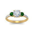 Thumbnail 67 - petite-micropave-three-stone-diamond-ring-with-emerald-in-yellow-gold-FD9383RORGEMGR-NL-YG