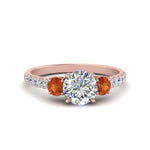 Load image into Gallery viewer, petite-micropave-three-stone-diamond-ring-with-orange-sapphire-in-rose-gold-FD9383RORGSAOR-NL-RG
