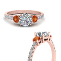 Thumbnail 49 - petite-micropave-three-stone-diamond-ring-with-orange-sapphire-in-rose-gold-FD9383RORGSAOR-NL-RG