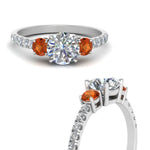 Load image into Gallery viewer, petite-micropave-three-stone-diamond-ring-with-orange-sapphire-in-white-gold-FD9383RORGSAOR-NL-WG
