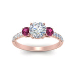 Load image into Gallery viewer, petite-micropave-three-stone-diamond-ring-with-pink-sapphire-in-rose-gold-FD9383RORGSADRPI-NL-RG
