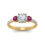 Load image into Gallery viewer, petite-micropave-three-stone-diamond-ring-with-pink-sapphire-in-yellow-gold-FD9383RORGSADRPI-NL-YG
