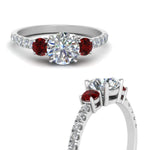 Load image into Gallery viewer, petite-micropave-three-stone-diamond-ring-with-ruby-in-white-gold-FD9383RORGRUDR-NL-WG

