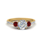 Load image into Gallery viewer, petite-micropave-three-stone-diamond-ring-with-ruby-in-yellow-gold-FD9383RORGRUDR-NL-YG
