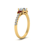 Load image into Gallery viewer, petite-micropave-three-stone-diamond-ring-with-ruby-in-yellow-gold-FD9383RORGRUDR-NL-YG
