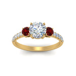 Load image into Gallery viewer, petite-micropave-three-stone-diamond-ring-with-ruby-in-yellow-gold-FD9383RORGRUDR-NL-YG
