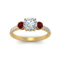 Thumbnail 85 - petite-micropave-three-stone-diamond-ring-with-ruby-in-yellow-gold-FD9383RORGRUDR-NL-YG