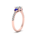 Load image into Gallery viewer, petite-micropave-three-stone-diamond-ring-with-sapphire-in-rose-gold-FD9383RORGSABL-NL-RG

