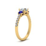 Load image into Gallery viewer, petite-micropave-three-stone-diamond-ring-with-sapphire-in-yellow-gold-FD9383RORGSABL-NL-YG
