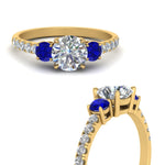 Load image into Gallery viewer, petite-micropave-three-stone-diamond-ring-with-sapphire-in-yellow-gold-FD9383RORGSABL-NL-YG
