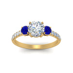Load image into Gallery viewer, petite-micropave-three-stone-diamond-ring-with-sapphire-in-yellow-gold-FD9383RORGSABL-NL-YG
